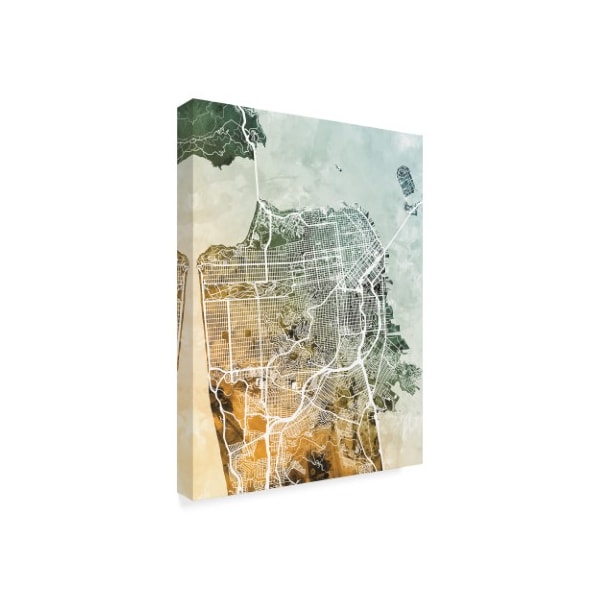 Michael Tompsett 'San Francisco City Street Map Teal Orange' Canvas Art,35x47